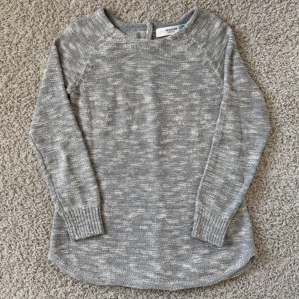 Anthropologie Sparrow Cotton Knit Button Back Sweater Gray Size XS